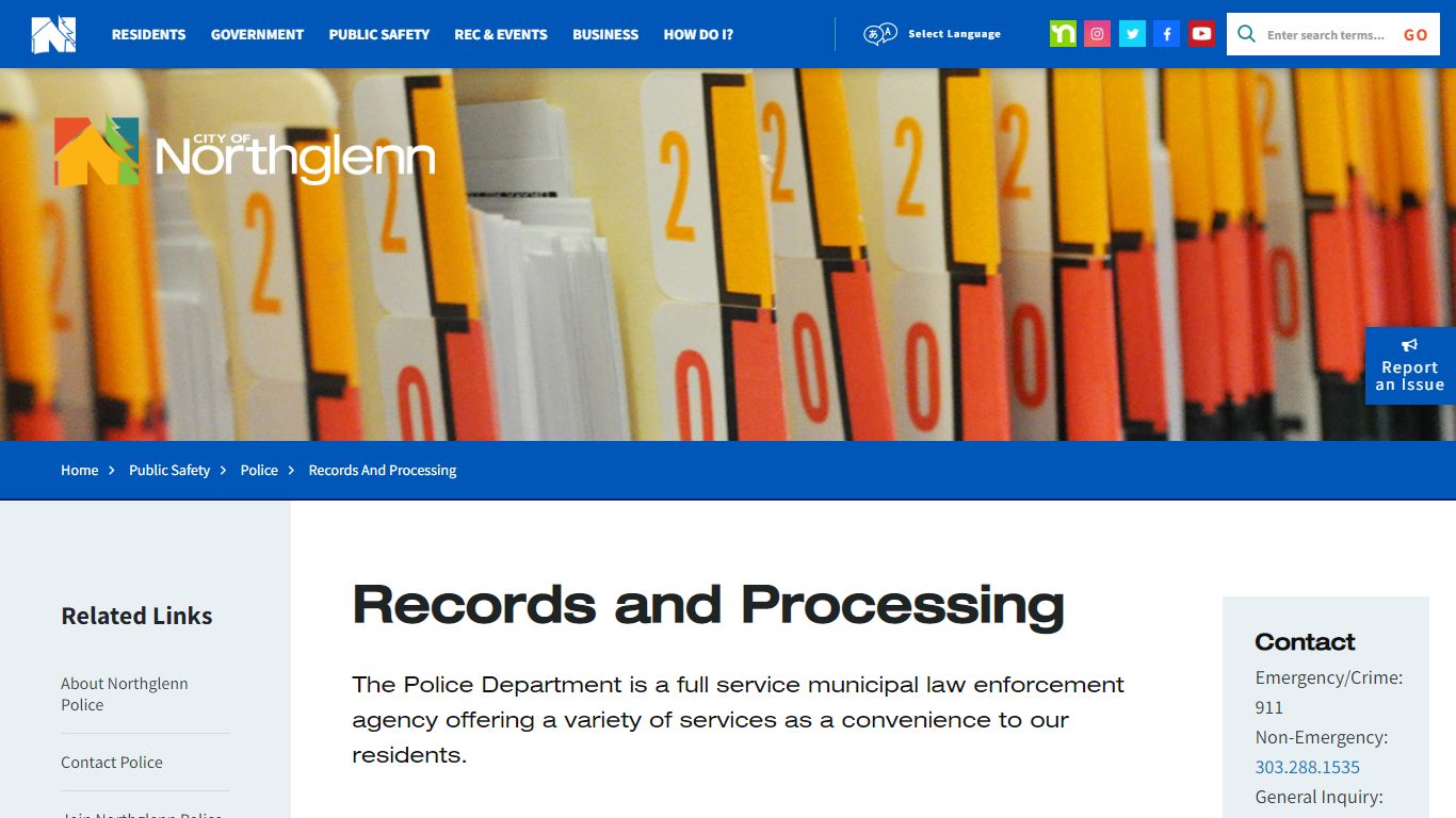 Records and Processing-City of Northglenn