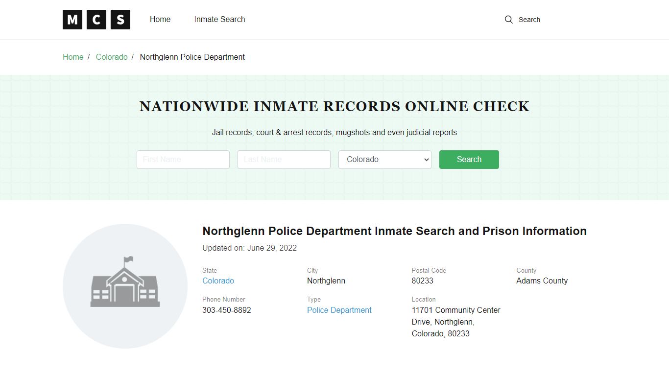 Northglenn, CO Police and Jail Records